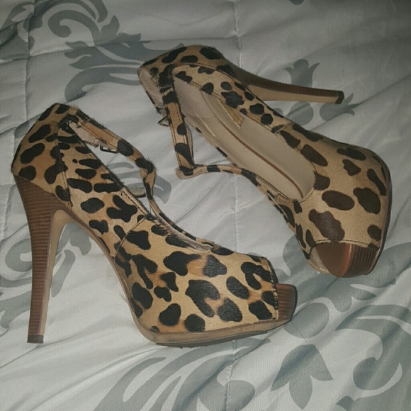 Cheetah Peep Toe Platform Heels
