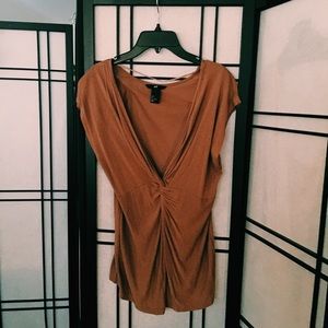 H&M brown top with twist detail