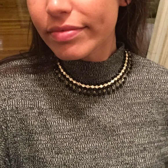 Black gold and crystal necklace / choker