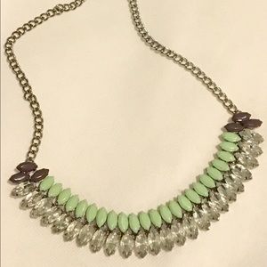 Aqua jewel hand painted statement necklace