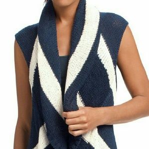 CAbi skipper vest knit blue and white stripe