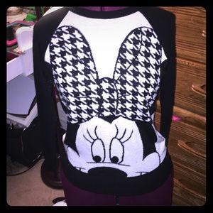 Minnie Mouse black and white chevron bowed sweater