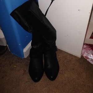 Black leather boots
