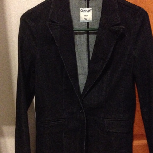 Blazer dark blue jean material size small