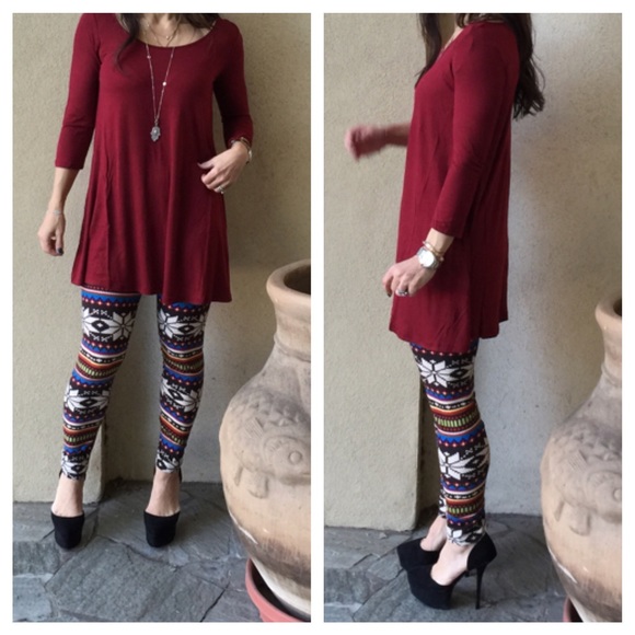 Burgundy tunic dress ONE HOUR SALE - Picture 2 of 4