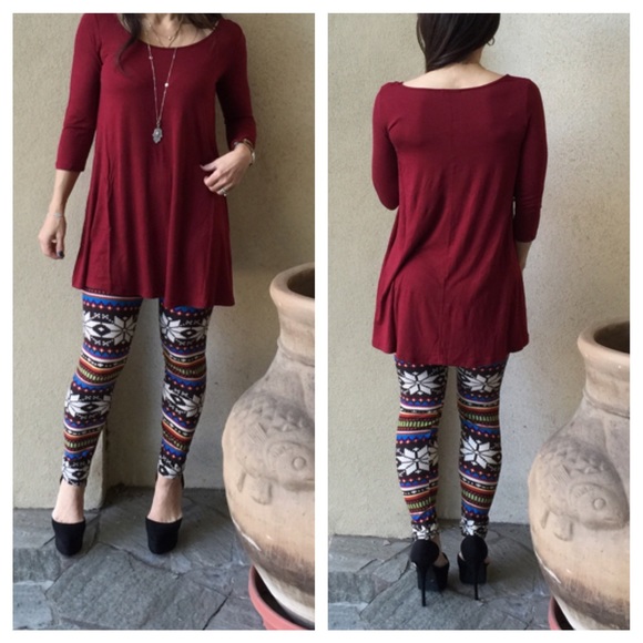 Burgundy tunic dress ONE HOUR SALE - Picture 3 of 4