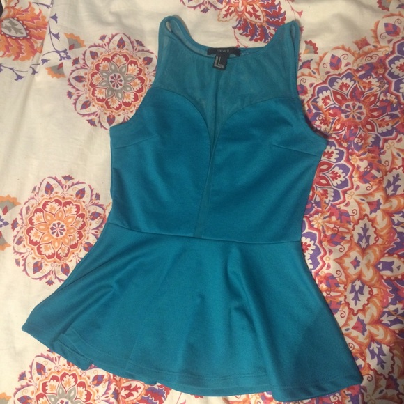 Teal peplum top