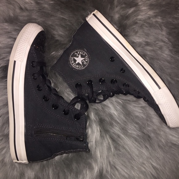 black sparkly converse high tops