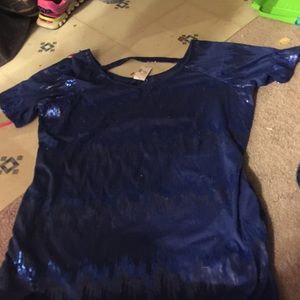 Shiny blue dress shirt