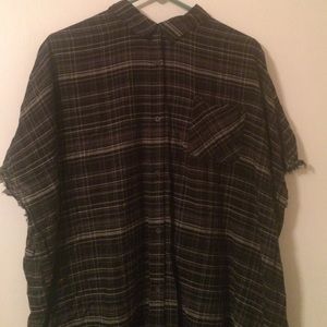 Plaid Button-Up T-Shirt Dress