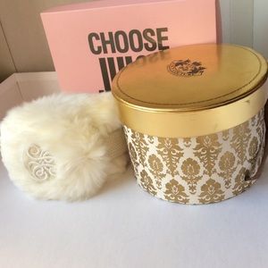 White juicy couture earmuffs in a gift box
