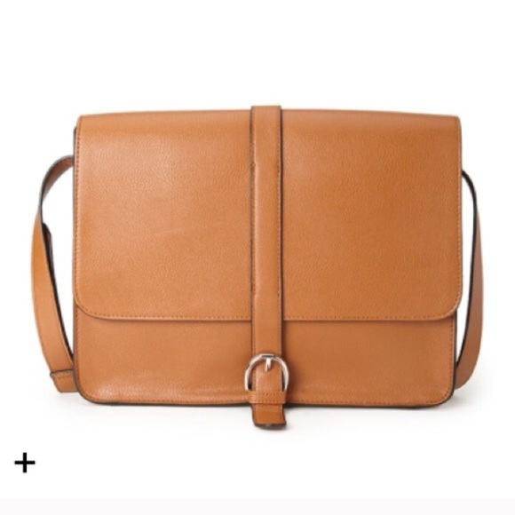 Faux leather flap satchel