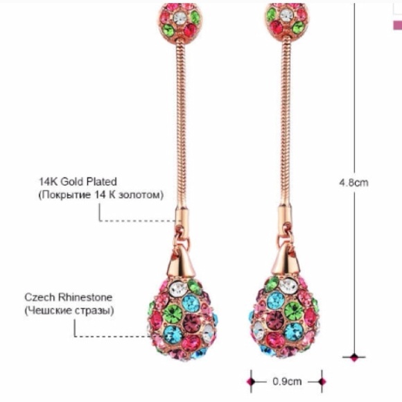 14 KGF Rose Gold Multi Color Pastel Earrings - Picture 2 of 7