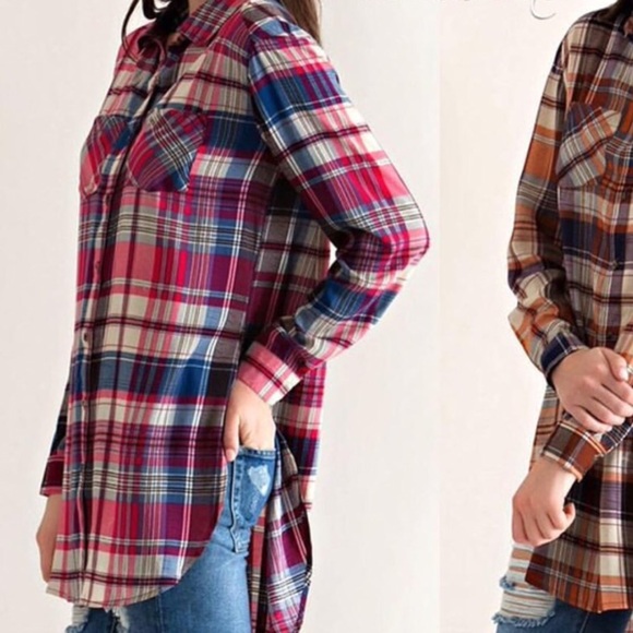 Long plaid blouse