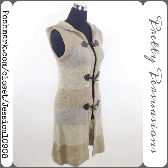 SOLD  Boutique Hooded Sleeveless Cardigan Sweater - Picture 2 of 4