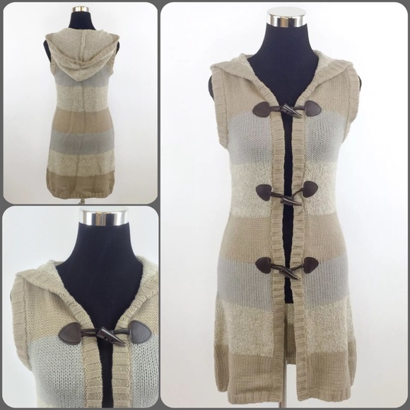 SOLD  Boutique Hooded Sleeveless Cardigan Sweater - Picture 4 of 4