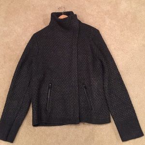 Loft zip front black sweater jacket