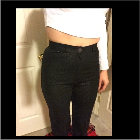 FENDI black logo monogram high waist pants