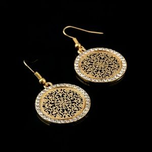 Round Drop Earrings Gold