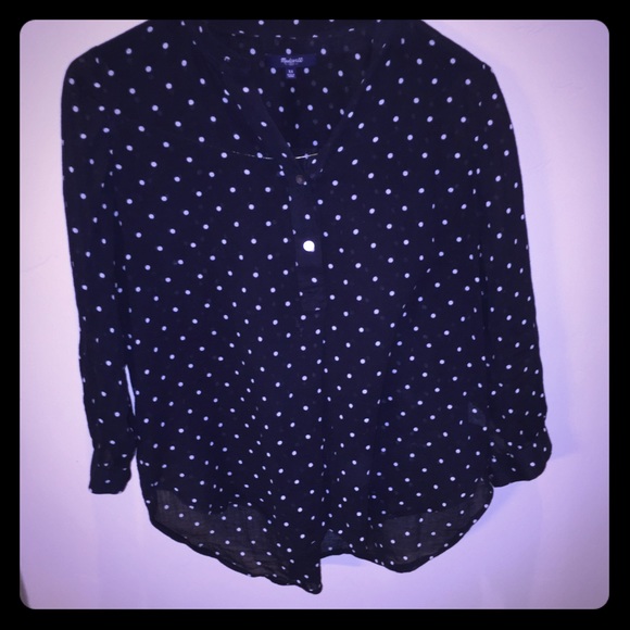 Madewell black and white polka dot blouse