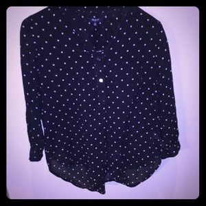 Madewell black and white polka dot blouse