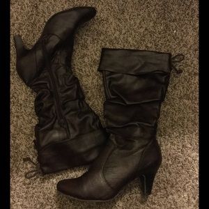 Chocolate Brown Slouch Heeled Boot