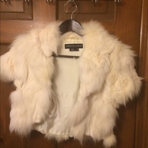 Cropped fur jacket white Adrienne Landau