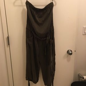 XS NWT Bebe Romper army green silk strapless