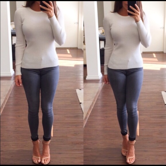 White Ribbed Sweater - Picture 2 of 4