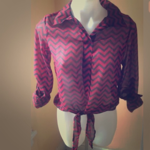 Chevron Zig Zag Chiffon Blouse