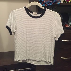 Brandy Melville light blue and white crop top.