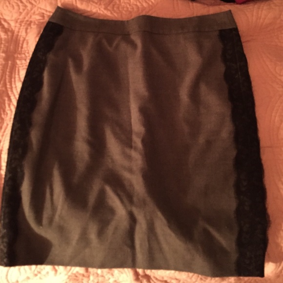 Gray and black lace Ann Taylor loft pencil skirt