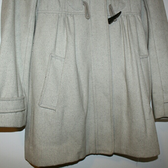 Oatmeal Colored A-line Pea Coat - Picture 2 of 3