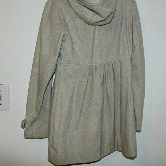 Oatmeal Colored A-line Pea Coat - Picture 3 of 3