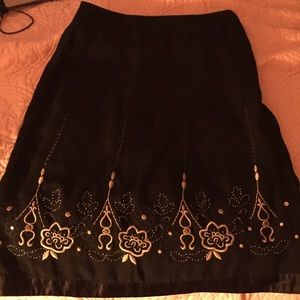 Loft beautiful beaded black skirt