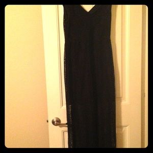 Black long fringe over short dress