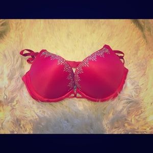 Victoria's Secret Bombshell Bra HotPink Rhinestone