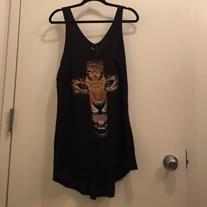 NWT high low black, cross, animal tank size small