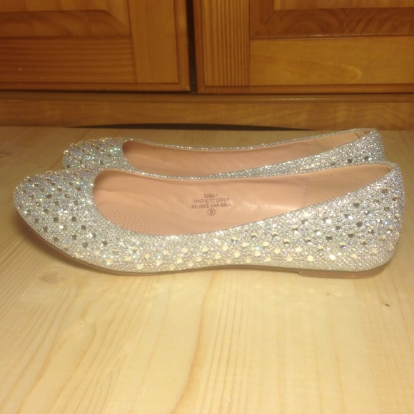 De Blossom Silver Sparkle Flats