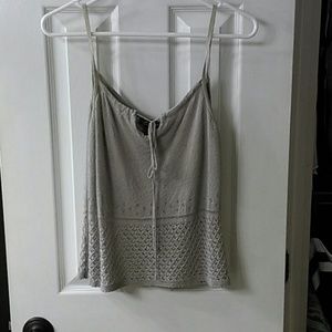 Grey spaghetti strap crochet tank, S