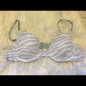 Victoria's Secret Love PINK Grey Zebra Print Bra