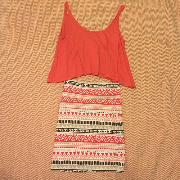 High waisted skirt with crop top!