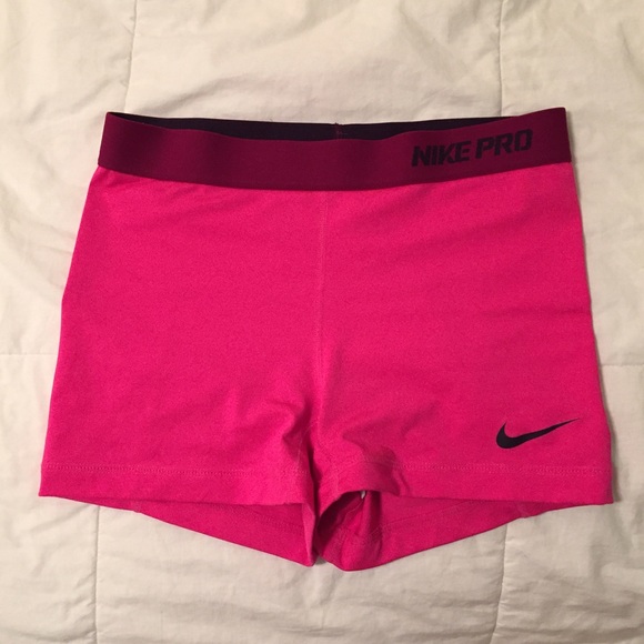 hot pink 3 inch Nike pro compression shorts