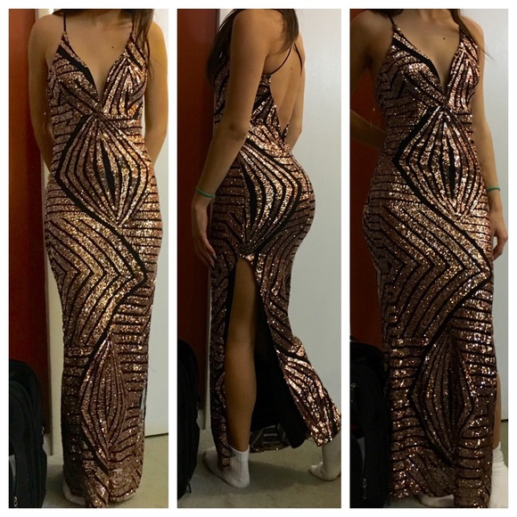 New Years sparkly sequin evening gown cocktail