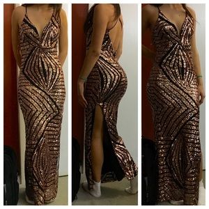 New Years sparkly sequin evening gown cocktail