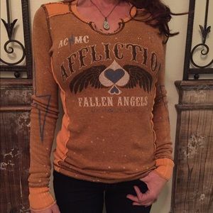 Affliction long sleeve reversible top