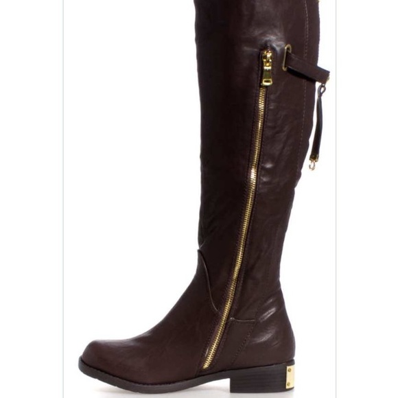 2 Lips Too Used Brown Over The Knee Boots