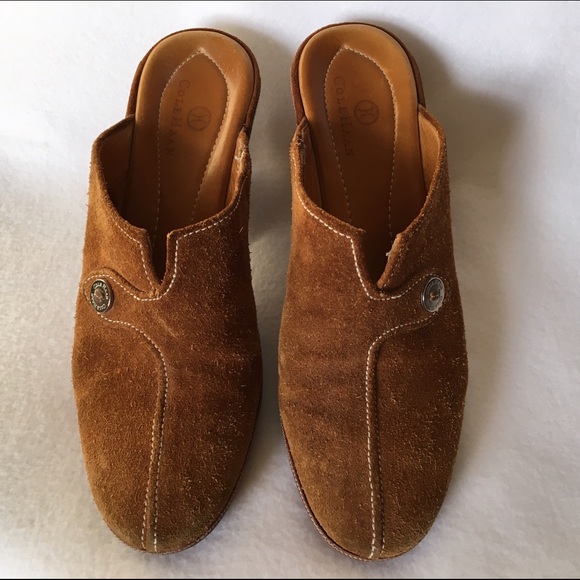 🦋COLE HAAN Vintage Suede Leather Mules Clogs Sz 8 - Picture 2 of 4