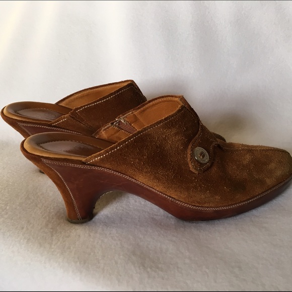🦋COLE HAAN Vintage Suede Leather Mules Clogs Sz 8 - Picture 3 of 4