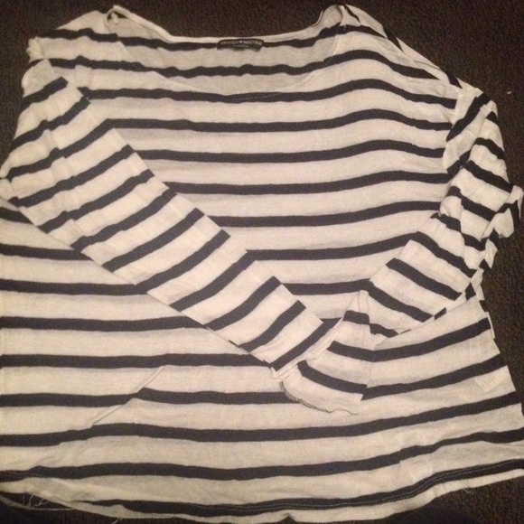 Brandy 💗 Melville white and navy long sleeve top